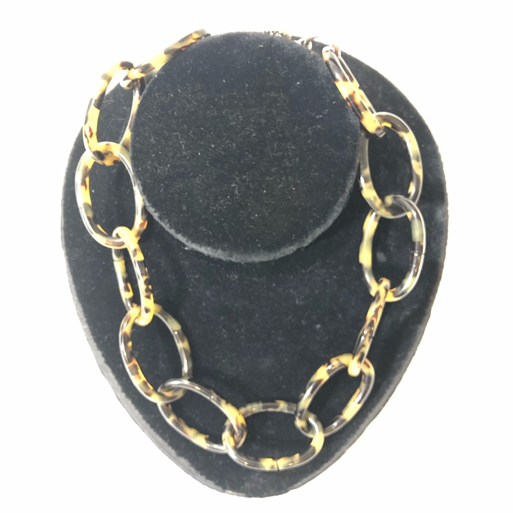 Tortoise Shell Acrylic Silver Tone Toggle Closure… - image 3